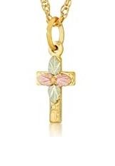 ravishing teensy-weensy gold diamond-cut childrens cross necklace
